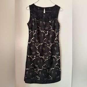 White House Black Market Black Floral Lace Midi Dress